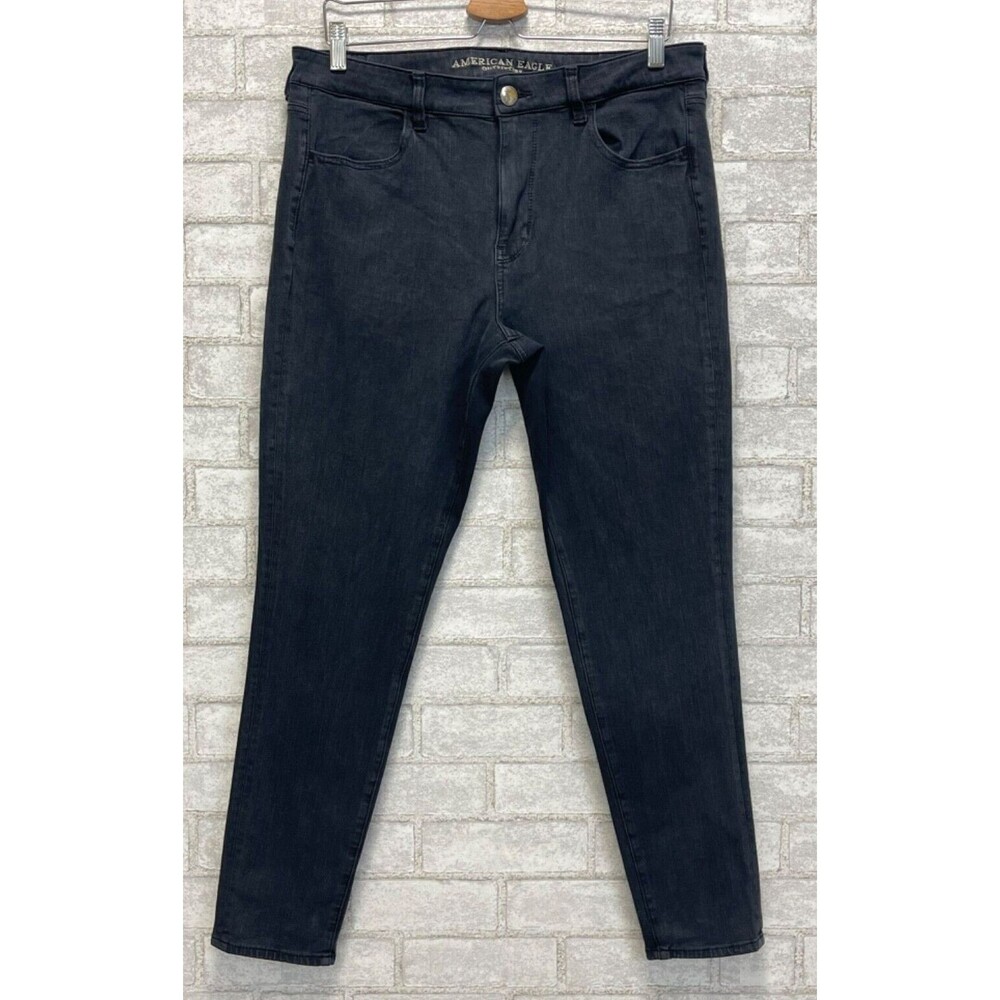 American Eagle Super Stretch Jeans Womens 14 Regular Black Hi-Rise Jegging Denim
